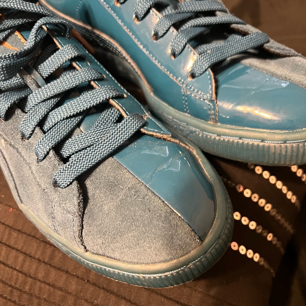 Puma Suede and Patent Leather Sneakers